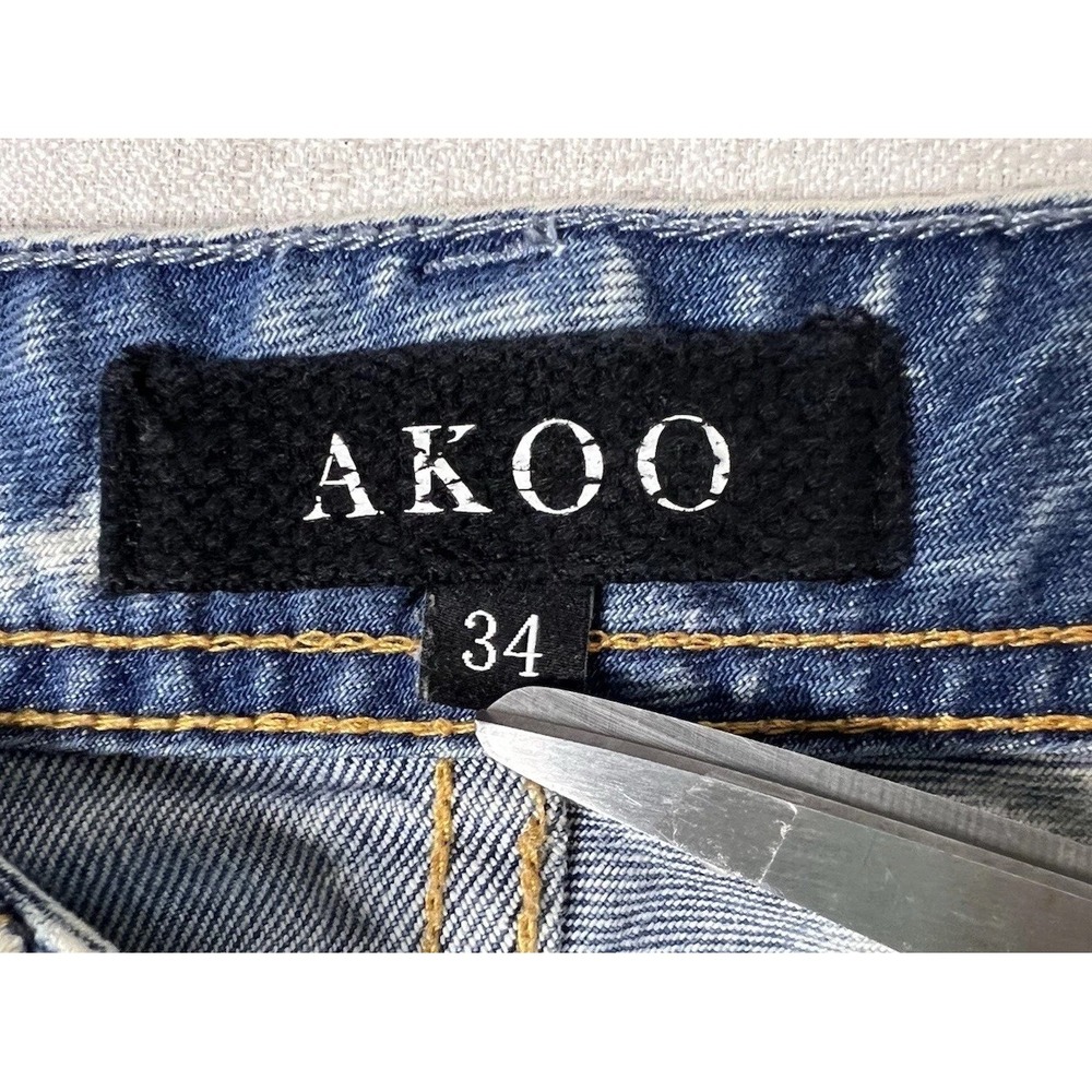 Akoo Jeans Men's 34x34 Tie Dye Print Blue Multicolor Distressed Street Wear - Picture 10 of 11